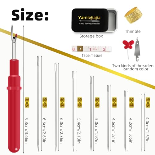 35pcs Steel Needles for Hand Sewing with Threaders Tape Measure