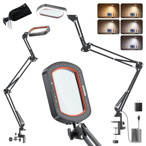 10X Rectangle Magnifying Lamp, Large Magnifying Light with 5 Color Modes - color: Black