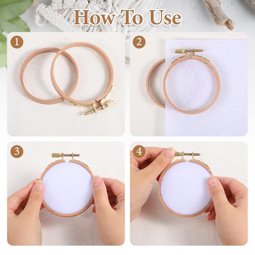 2 Pieces Embroidery Hoops 3 Inch and 6 Inch Cross Stitch Hoop Beech Wood Circle Hoop Ring Round Small Embroidery Frame for DIY Embroidery, Craft Sewing and Ornaments - size: 3 inch, 6inch