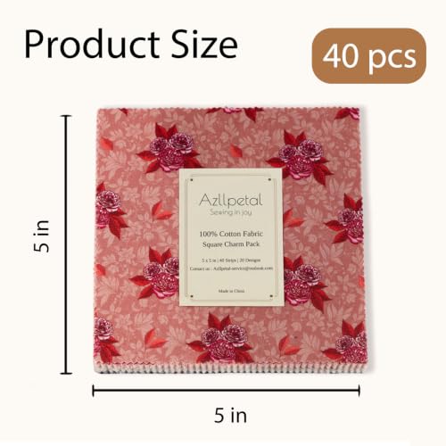 5" Fabric Squares, Charm Pack Fabric for Quilting, Pre-Cut Quilting Squares - color: Spring Bouquet