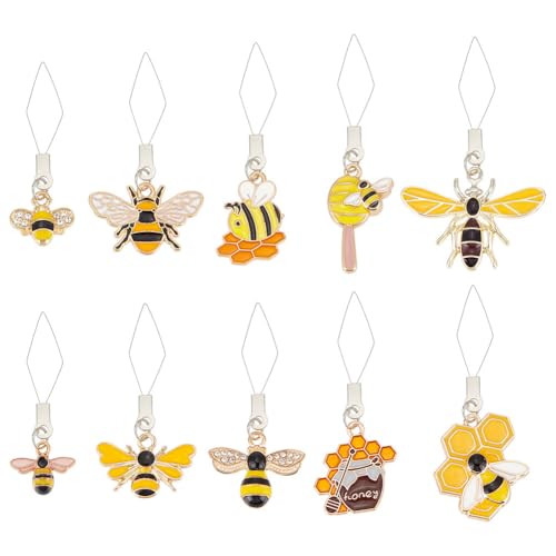 MAYJOYDIY 10 Pcs Bees Theme Needles Threader, 304 Stainless Steel Wire Loop DIY Needle Threader Hand Machine Sewing Tool Sewing Thread DIY Tools with Alloy Enamel Pendants and Box for Sewing Crafting - color: Bees