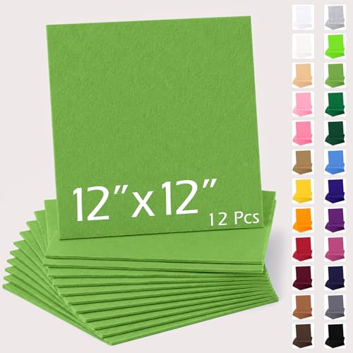 12" x 12" Felt Sheets for Crafts, 2mm Stiff Felt Fabric (12 Pcs), Moss Green - color: Moss Green