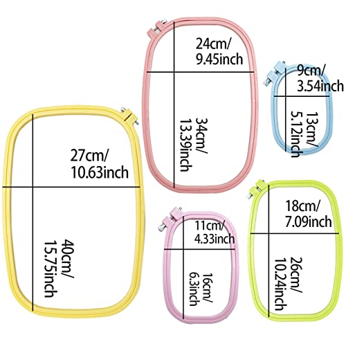 5 Size Colorful Embroidery Hoop Rectangle Square Embroidery Frame Cross Stitch Hoop Sewing Tool for Art Craft Handy Sewing (Multicolor),LAMXD Embroidery Hoop - style: 5 Sizes Rectangle Square