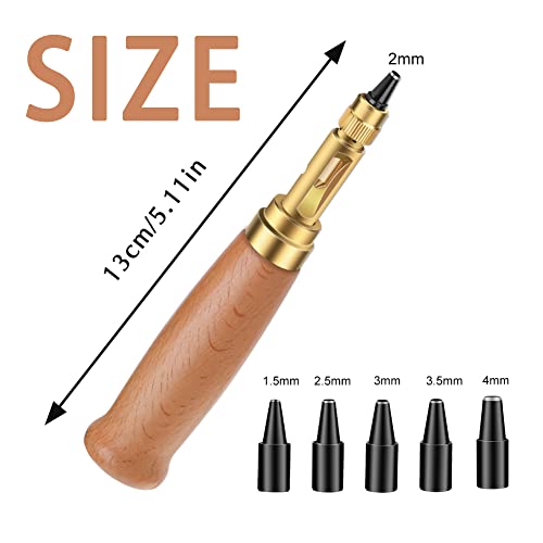 TLKKUE Adjustable Leather Hole Punch Automatic Screw Hole Punch Tool - color: Wood Color