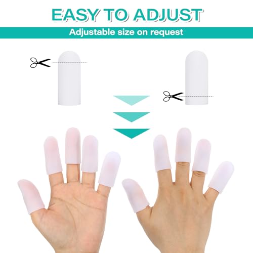 Gel Finger Cots, 20 Pcs Large Size Silicone Finger Protectors Rubber Fingers Tips Protector Covers Fingers Gloves Guard Breathable Fingertip Protector for Cracking Calluses Blisters Protect