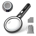 Magnifying Glass with 30 LED Lights, 10X 20X 45X Handheld Illuminated - color: Black & Silver