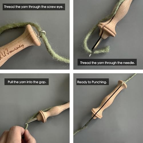 Hand U Journey 8# Fine & 10# Regular Size Beech Wood Handle Punch Needle Rug Hooking Tool Sets-with Open-Side Design - size: 8#Fine-10#Regular