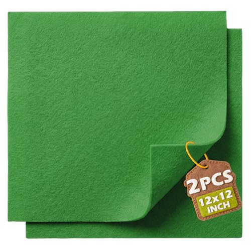 Emerald Green Soft Felt Sheets for Crafts, 12" x 12", 1.6mm Thick, 2 Pcs - color: Emerald Green