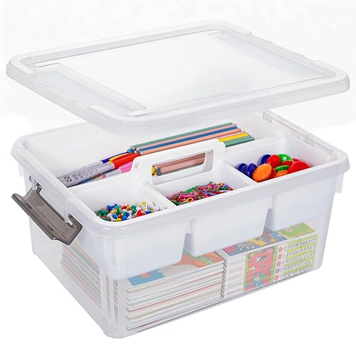 Citylife 17 QT Clear Craft Organizers and Storage Box with Handled Tray - size: 17 Qt- 1 Pack-H