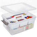 Citylife 17 QT Clear Craft Organizers and Storage Box with Handled Tray - size: 17 Qt- 1 Pack-H