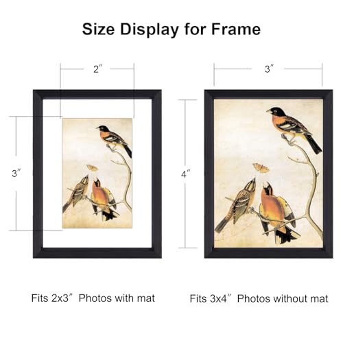 BKABOT 3x4 Black Aluminum Photo frames 3 Pack HD Glass Mat 2x3 Wall Table - color: Black, size: 3x4
