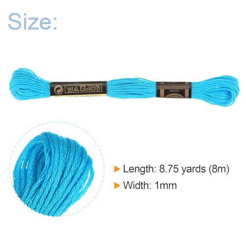 HARFINGTON 12 Skeins Embroidery Floss 8m Each Egyptian Long Fiber Cotton Cross Stitch Thread 26S/2x6 for Embroidery Projects Bracelet, Clear Blue - color: Clear Blue