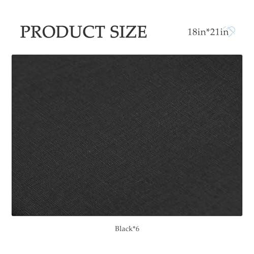6 Pcs 18 x 21 Inches Cotton Fabric Precut Quilting Fabric Bundles Solid Colors Quilt Material for DIY Craft Sewing Embroidery (Black) - color: Black