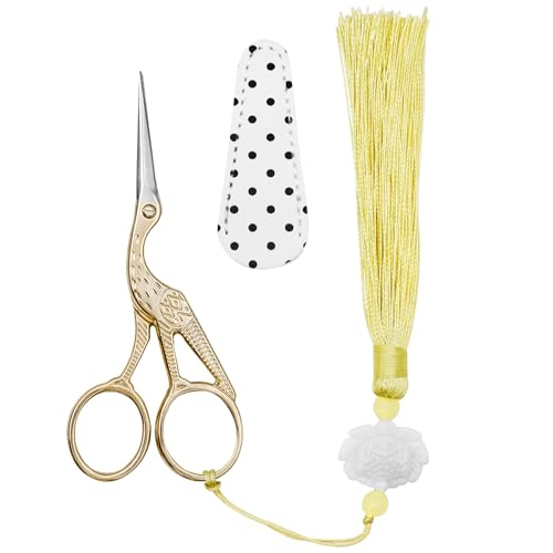 BIHRTC 4.5Inch Bird Sewing Scissors Craft Threading Scissors with Leather Cover Tassel Stainless Steel Scissor for Embroidery Sewing Crafting Needlework DIY Artwork Housework - size: 4.5inch, style: Style 1203