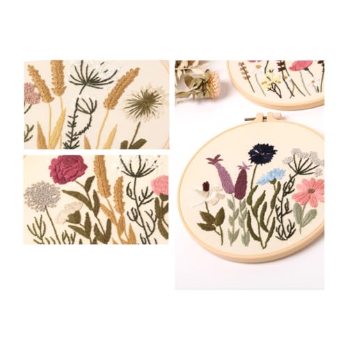 Embroidery Kit for Adults, 3 Sets Cross Stitch Kits for Beginners with Flower Pattern, Starter Kits for Hand Craft Lover with Embroidery Hoop, Instructions and Threads (Flower2+Flower3+Flower4) - color: Flower2+Flower3+Flower4