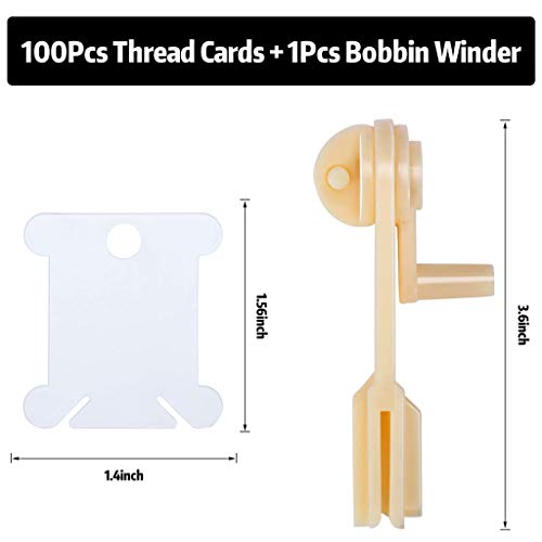 Embroidery Floss Organizer Box Tools with 100 Pcs Plastic Floss Bobbins 1 Bobbin Winder 1 Removable 24 Compartments Cross Stitch Embroidery Thread Storage Box for Craft DIY Sewing Storage Jewelry