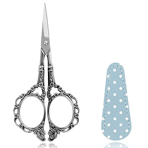 BIHRTC 4.5inch Sewing Embroidery Scissors Craft Shear - style: Vintage Antique Pewter