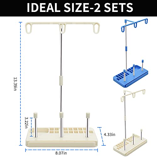 Vuzvuv 2 Pack Thread Holders - Organizer for Embroidery & Sewing Machines, Holds 3 Spools, Suitable for Beginners & Adults, White-Blue - color: White-blue