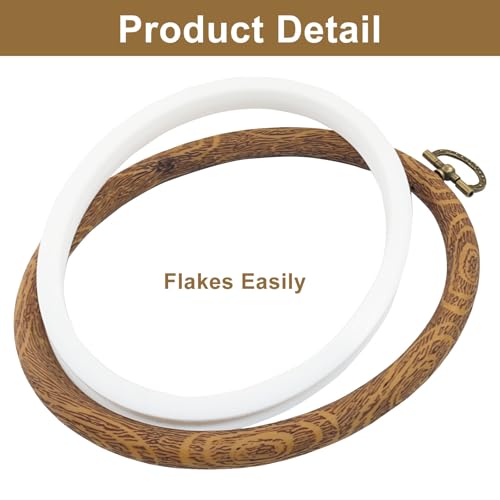 Marvexi 5Pcs Oval Embroidery Hoops 4.3"x5.3", Vintage Cute Faux Wood - style: 4.3" x 5.3"