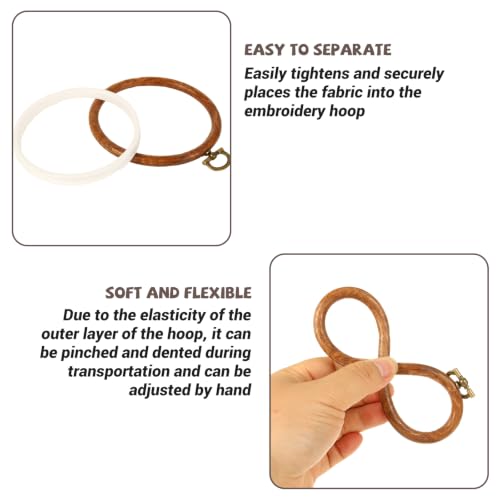 LOYORTY 15PCS Round Embroidery Hoops 6 Inch Imitated Wood Embroidery Frame Plastic Display Frame Ring Cross Stitch Hoops - size: 6 Inch