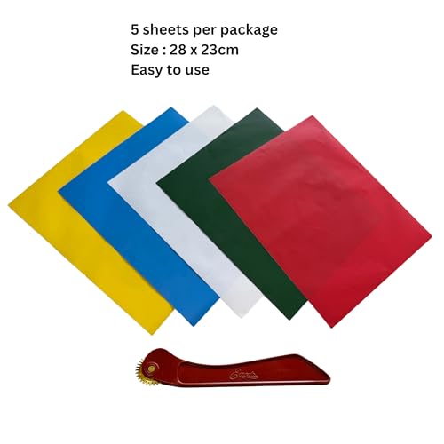 5 Sheets 5 Color Tracing Paper for Sewing Carbon Paper with Tracing Wheel Fabric tracing Paper for Tailor Sewing Sewing Cross Crafts 9 x 11" Transfer Sheets Fabric, Wood, Leather