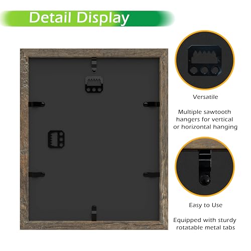 FrameWorks 8x10 Driftwood Wooden Shadow Box Frame – Soft Felt Back, Tempered Glass, and Included Elegant White Ball Push Pins - color: Brown, size: 8"x10"