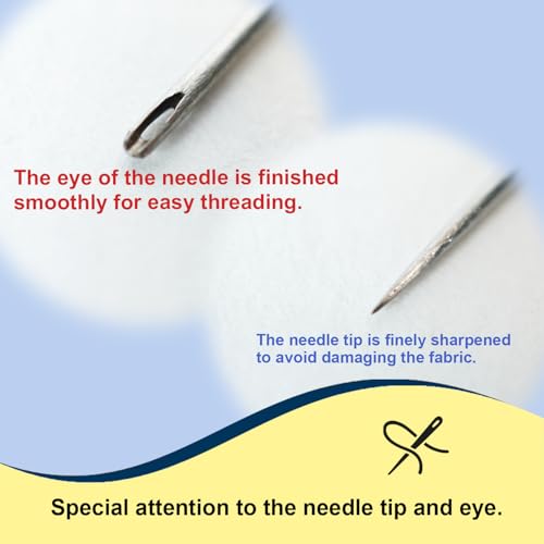 MISUYA CHUBE Sashiko Needles Set of 5, Japanese Embroidery Hand Sewing Needles, Large Eye, Durable Steel, Smooth Stitching, Made in Japan (2.14 Inches) - size: 2.14 Inches