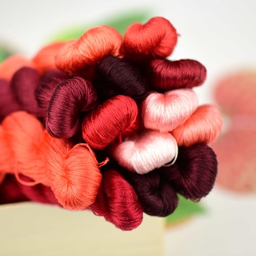 Natural Silk Thread – 13 Colors, 110m Each, Handmade Silk Embroidery Floss for Hand Embroidery, Cross-Stitch, and Needlework Projects - color: 03