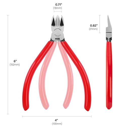 HAUTMEC 6" Flush Cutters Ultra Sharp Flush Cut Pliers 5PCS Small Wire Cutters for Crafting, Spring Loaded and Non-slip Grip Wire Snips for Plastic, Jewelry Marking, Artificial Flowers, HT0318-5PC - color: 6 Inch-5pcs