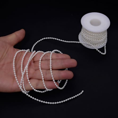 3mm Millet Beads Crafts Faux Pearl Beads Garland Pearl Bead Roll Strand of Pearls to Decorate Floral Centerpieces Wedding Party Favor Christmas Tree(33 Feet Ivory) - color: Ivory, size: 3 mm