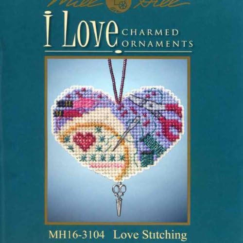 Love Stitching Beaded Counted Cross Stitch Charmed Ornaments Kit Mill Hill 2013 I Love MH163104