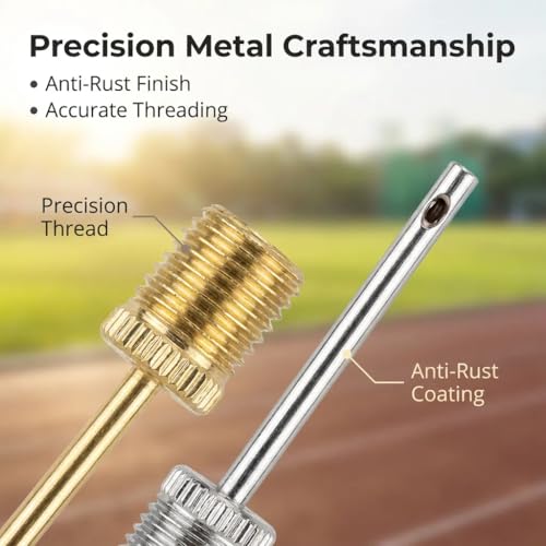 Ball Pump Needles,Air Pump Needles for Balls with Storage Case, Compatible with Hand Pump and Electric Pump, Stainless Steel Silver+Gold 10Pack