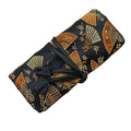 SmilerSmile Jewelry Travel Bag Embroidery Travel Jewelry Organizer with Tie Close Embroidered Flower Jewelry Roll for Women Girls (Fan, Black) - color: Fan-Black
