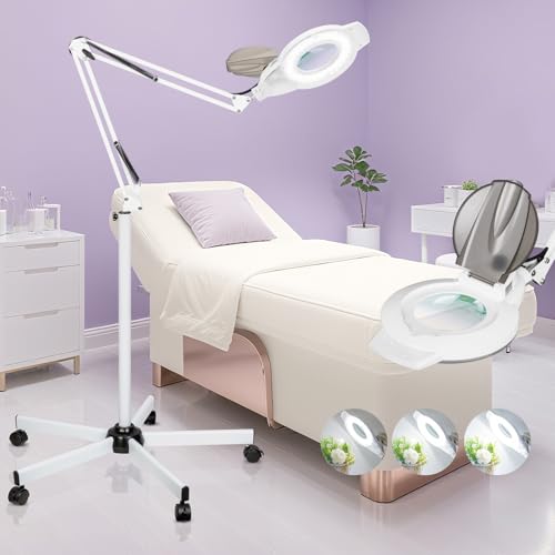 2200 Lumens Mag Lamp for Estheticians, 2-in-1 Magnifier Floor Light - color: White