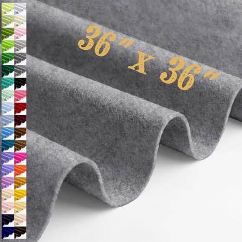 Large Felt Fabric Sheet 36 x 36 Inch, 1.6mm Thick (Heather Grey) - color: Heather Grey