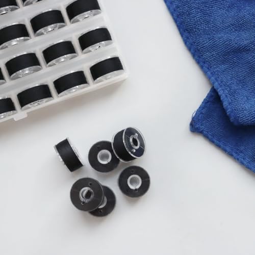 36 Pcs Bobbins and Sewing Threads with Bobbin Case, Sewing Thread Set - color: Black