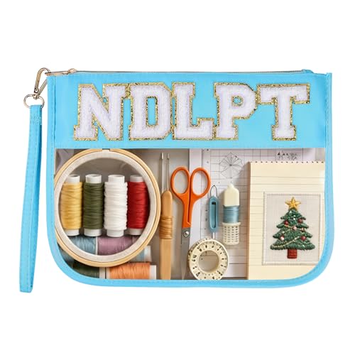 Needlepoint Project Bag Sewing Gifts Embroidery Sewing Bag Craft Storage Organizer NDLPT Clear Zip Pouch Bag - color: Blue, size: Flat-M