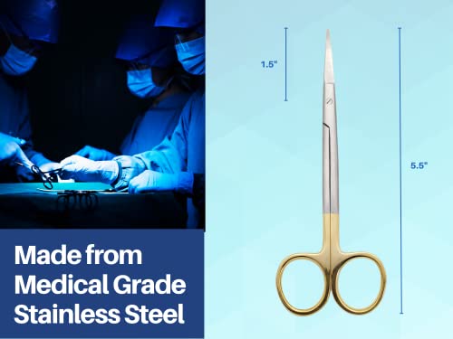 ARTMAN INSTRUMENTS Surgical Scissors 5.5 Inches – Curved, Gold Plated Handle, Tungsten Carbide Inserts, Extra Sharp & Durable for Precision Cutting, Ideal for Surgery, Crafts & Hobbies