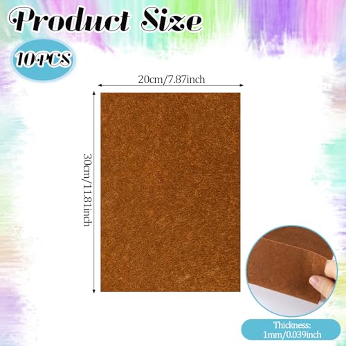10 Pcs Brown Felt Sheets, 8" X 12" Soft Felt Sheets for Crafts, Felts Sheet for Crafts Sewing Quilting Project Patchwork