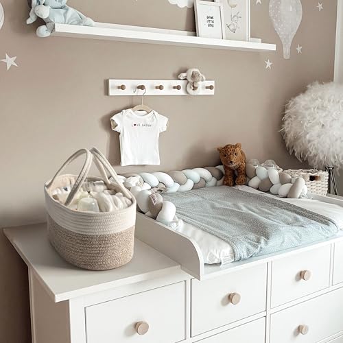 Diaper Caddy Organizer, Gift Basket for Baby Shower, Newborn Essentials - color: White&Beige Brown, size: Small