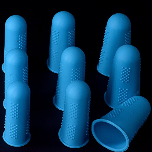 Finger Protectors [Flex Series - 9-Pack] Silicone Non-Stick Covers [Small (3) / Medium (3) / Large (3)] - for Hot Glue/Sewing/Wax/Rosin/Resin/Honey/Adhesives/Scrapbooking - color: Finger Protectors - Blue [9 Pack]