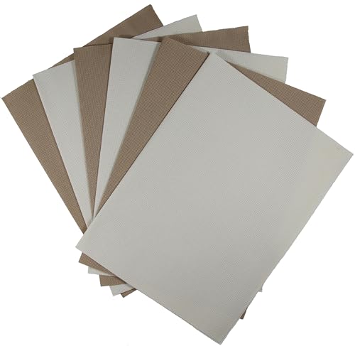 KCS 4/6 pc of 12" x 18" 30cmx45cm 16CT Counted Cotton Aida Cloth Cross Stitch Fabric (Cream+Khaki, 6 pc) - color: Cream+khaki, size: 6 pc