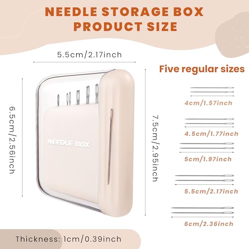 HUISUYTON Portable Travel Magnetic Sewing Needles Case,10PCS Needles(Beige) - color: Beige