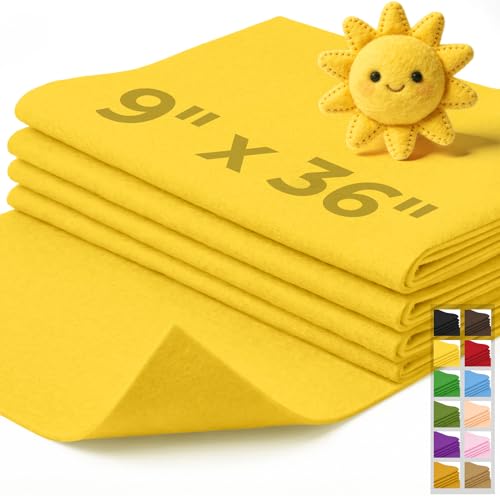IONTACH 9" X 36" Soft Felt Sheets 1.6mm Thick (4 Packs, Gold Yellow) - color: Gold Yellow