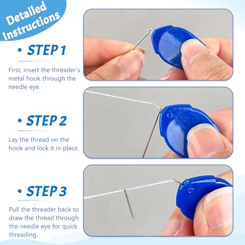 GDMINLO Seam Ripper Set, 2 Big and 2 Small Stitch Remover Tools with Automatic Needle Threaders and Thread Snip, for Sewing and Quilting