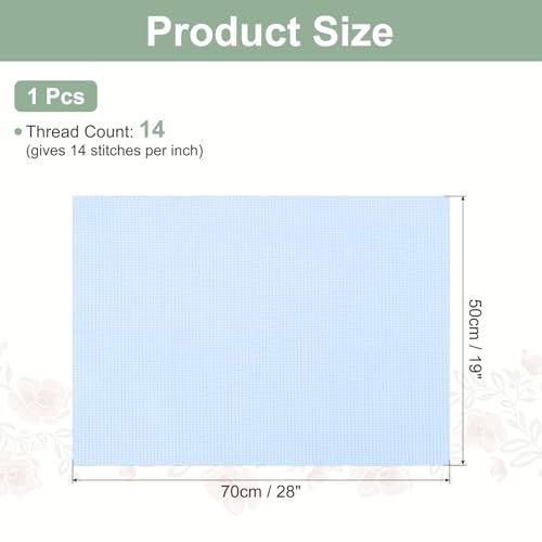 PATIKIL 14 Count Cross Stitch Cloth 19"x28", Embroidery Cotton Fabric DIY Cross Stitch for Handmade Needlework Art Crafts Machine Embroidery, Sky Blue - color: Sky Blue, size: 19"x28"