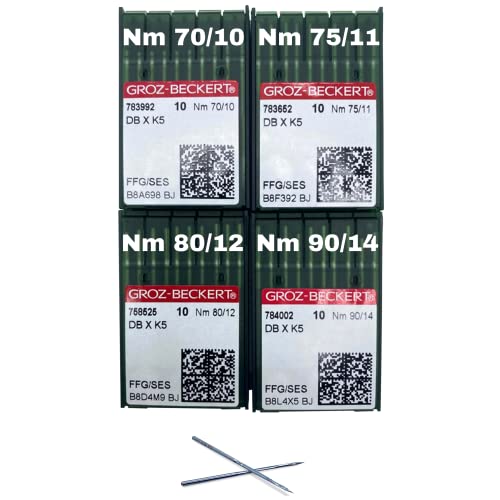 Groz-Beckert 80 PCS GROZ-BECKERT DBXK5 Needle FFGBall Point 20 PCS of Each Size (7010) (7511) (8012) (9014) Embroidery Sewing Machine Needles Compatible with Tajima Barudan SWF Feiyue Feiya