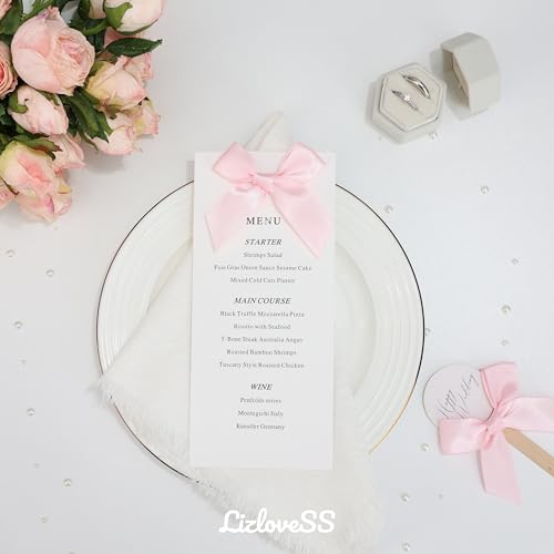 Self Adhesive Baby Pink Satin Ribbon Bows for Crafts 3", 50 Pack - color: Baby Pink