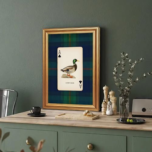 Wojuin Lucky Duck Ace of Clubs Illustration Framed Canvas Wall Art 12x10 in - color: Lucky Duck, size: 16"L x 12"W