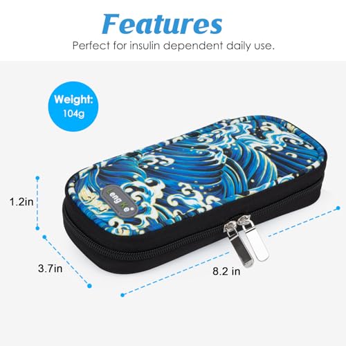 YOUSHARES Insulin Cooler Travel Case, Diabetic Travel Case TSA Approved with 2 Ice Packs for GLP-1, for Ozempic, for Insulin Pens and Insulin Vials for Daily & Travel - color: Waves